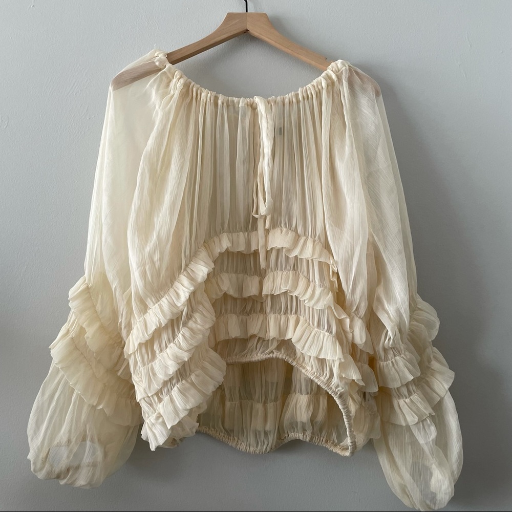 Black Brand Cream Sheer Blouse Sz Large